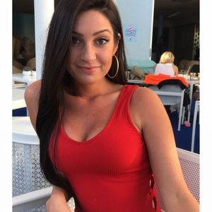 Olivia Culpo X express red cut out body suit